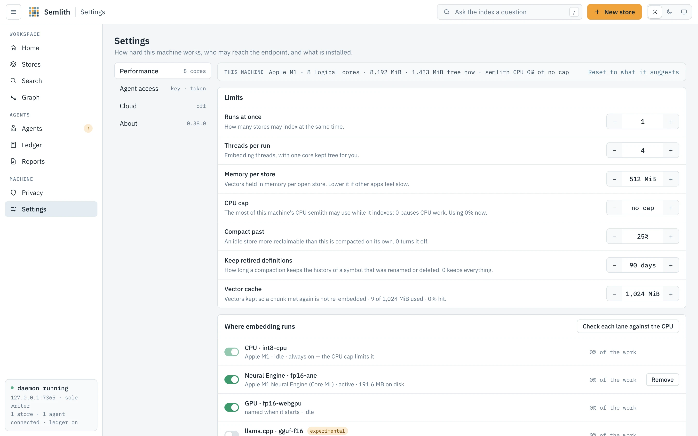 Settings › Performance